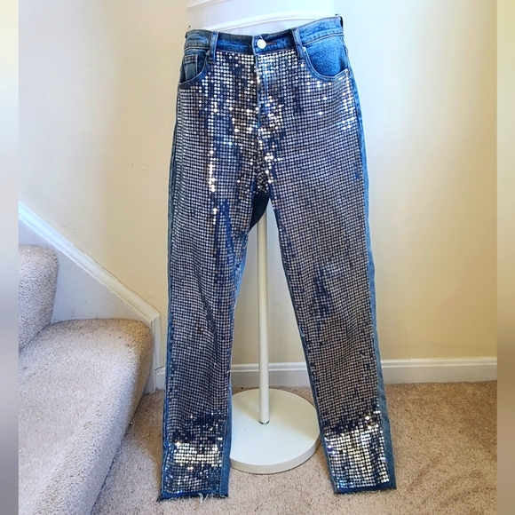 Akira "On Stage" Sequin Skinny Jeans - Picture 4 of 8